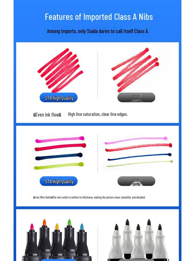 Sta 3203 Double-Ended Quick-Drying Oil-Based Marker Pen Set for Student Art & Indoor Design