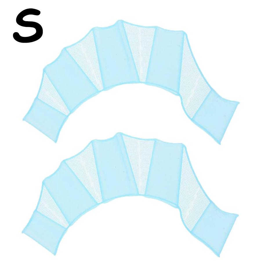 3Sizes Available Blue Silicone Swimming Hand Webbed Gloves Freestyle Finger Flippers Auxiliary Training Equipment Swimming Aids