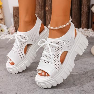 Women Wedge Sandals Anti-slip Mesh Casual Platform Sandals Women Lace-Up Open Toe Beach Shoes for Women New Sandalias De Mujer