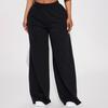 Women Casual Pants Solid Color Wide Leg Trousers with Pockets Elastic High Waist Hip Hop Style Long Pants