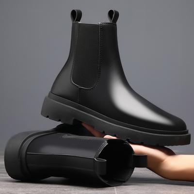 Botas de Moda para Hombre Cuero Genuino Bota Chelsea Moda Motocicleta Botín Botas con Plataforma para Hombre Cálidas de Felpa Invierno Botas Hombre2024