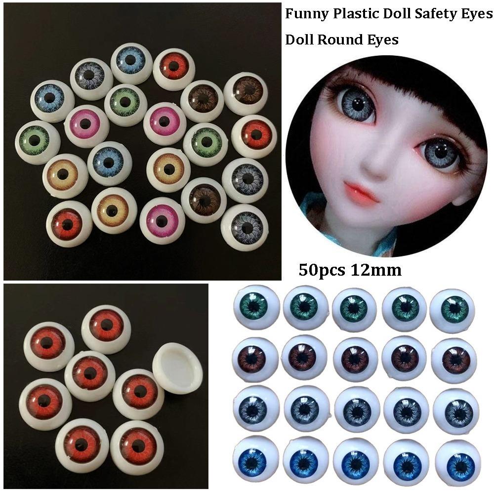 50pcs Plastic Funny Doll Safety Eyes 12mm Simulation Ceramic Eye Accessories Doll Round Eyes