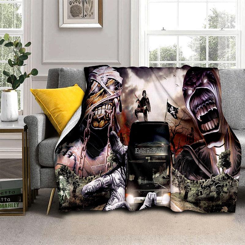HD I-Iron Maiden Heavy Metal Band 3D Blanket,Soft Throw Blanket for Home Bedroom Bed Sofa Picnic Travel Office Cover Blanket Kid
