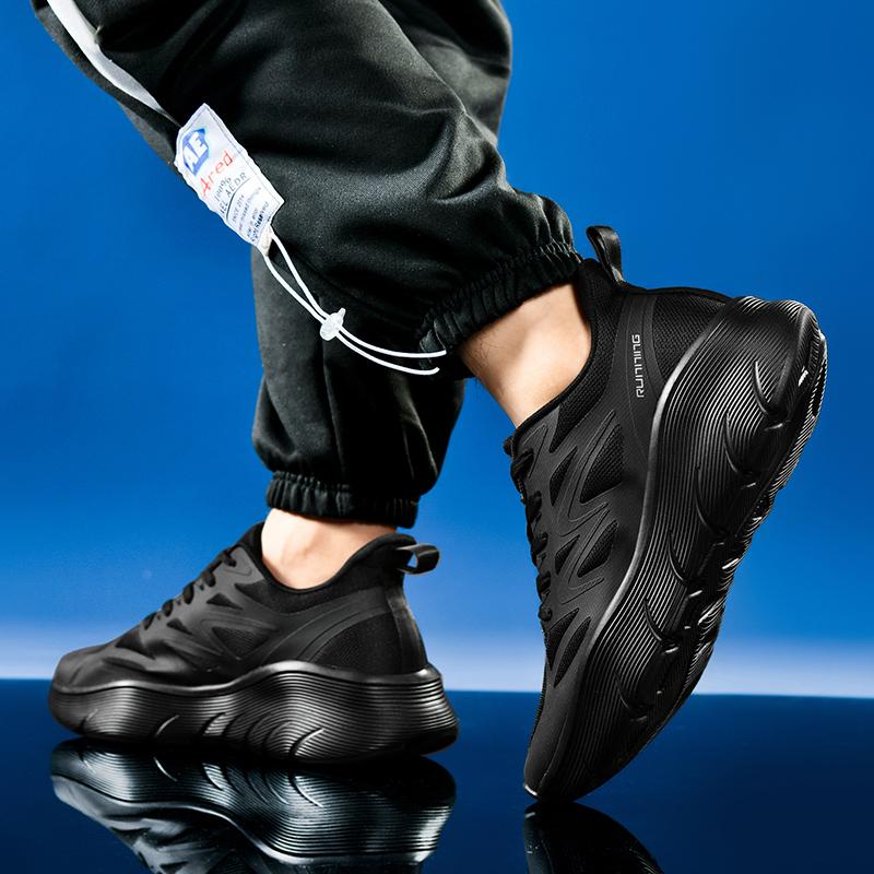 36-47 Couple Plus Size Lightweight Stylish Cushioned Thick Sole Height Increasing Running Shoes Sports Sneakers