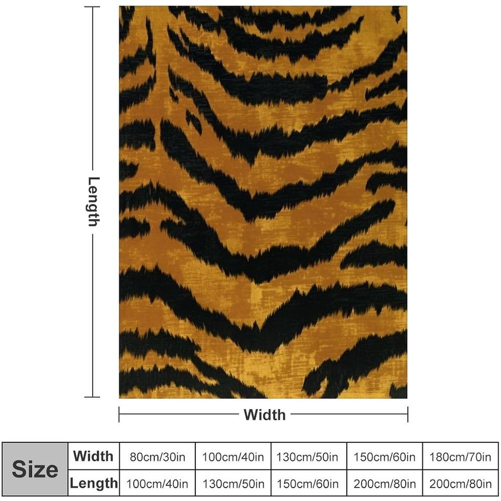 Asian Style Chinoiserie Flannel Blanket Animal Print Tiger Stripes Throw Blankets Brown Golden Black Tiger Print Warm Throw Blan