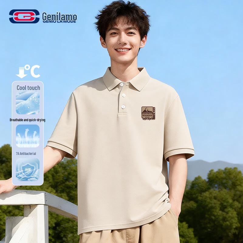 

GENIOLAMODE Men s Casual Short Sleeve Polo Shirt XL