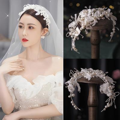Pailletten handgefertigter gewebter Perlenblumen Stirnband Krone koreanischer Stil Kopfschmuck Accessoires Braut Hochzeit Kopfschmuck