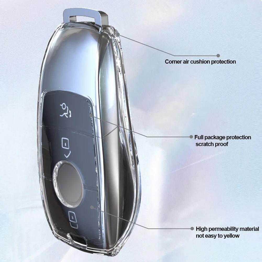 for Mercedes Benz E C S GLC Class E200 E400 E63 W213 S550 S560 C260 A200 Key Shell Protector TPU Transparent Car Key Case Cover