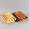 Rectangular Imitation Rattan Basket Plastic Bread Basket Supermarket Fruit Vegetable Display Basket Snack Storage Square Container