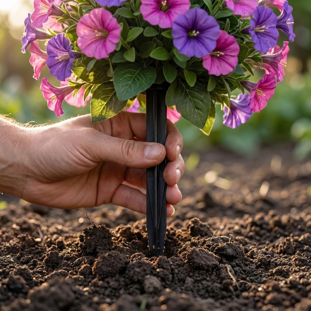 2pc Artificial Morning Glory Flower Garden Stakes with Realistic Plastic Leaves and Durable Ground Stakes for Outdoor Yard Patio Decoration