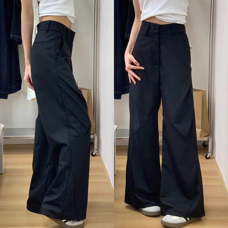 

Summer 2025 Women s Plus Size High Waist Wide Leg Pleated Black Pants 2XL чёрный
