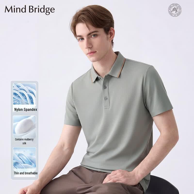 Mind Bridge Men s Silk Blend Lightweight Polo Shirt L