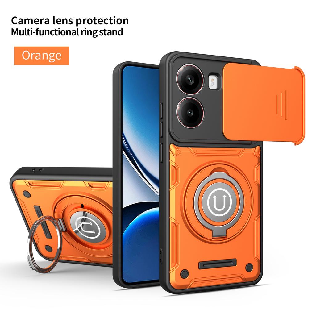 Slide lens protection Case For Poco X8 Pro Redmi Turbo 5 Rotate Magnetic Ring Holder Shockproof Hard Cover For POCO X8Pro Bumper