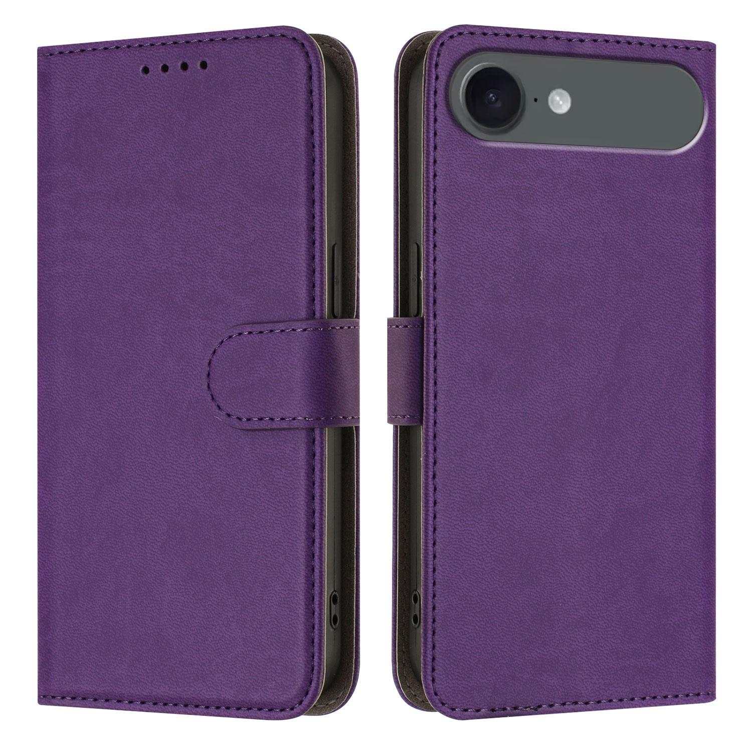

For iPhone Air Leather Case Solid Color Phone Cover with Wallet