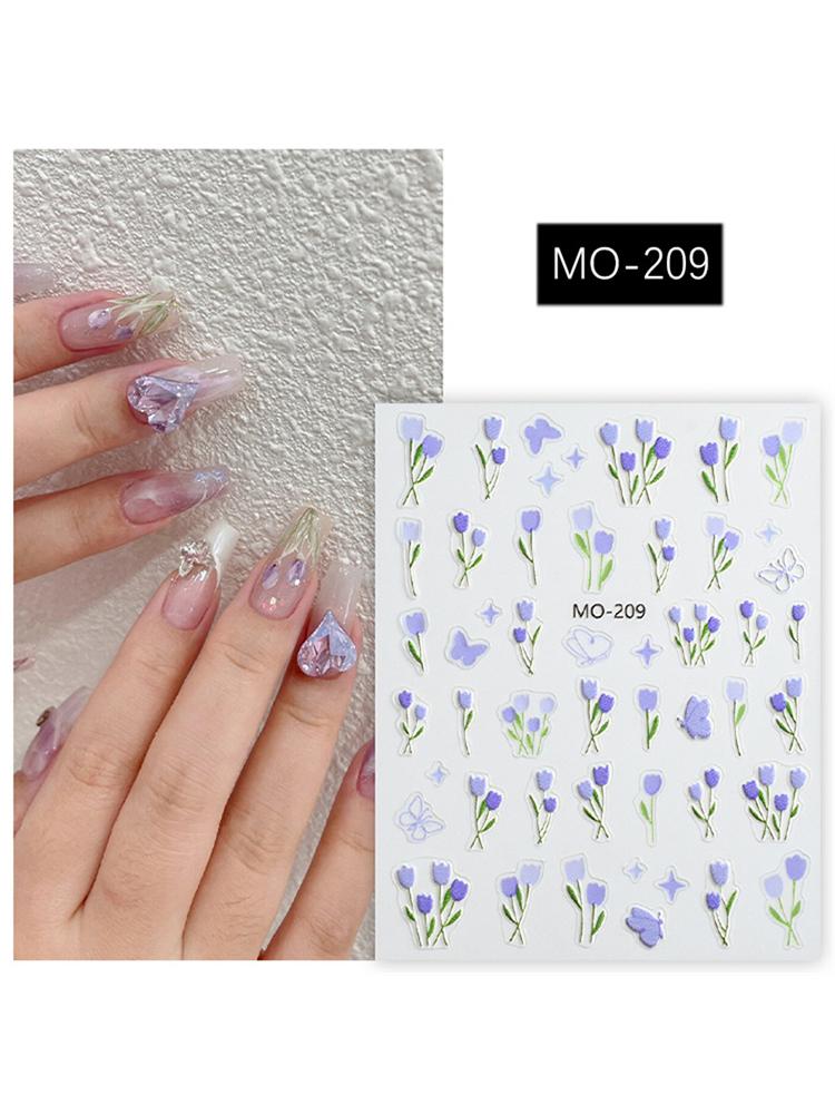 

Наклейка для ногтей с рельефом в виде весеннего тюльпана, маленькая, с украшением в виде свежего цветка, 5D наклейка для ногтей