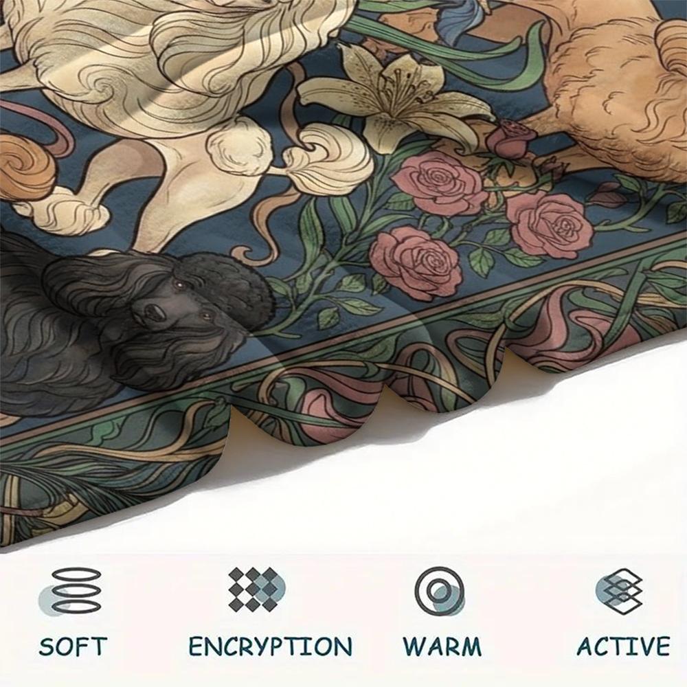 1Pc Poodle Print Flannel Blanket, High quality Comfortable for All Seasons, Home Decor, Warmth and Comfort, Perfect for Christmas Gifts W100