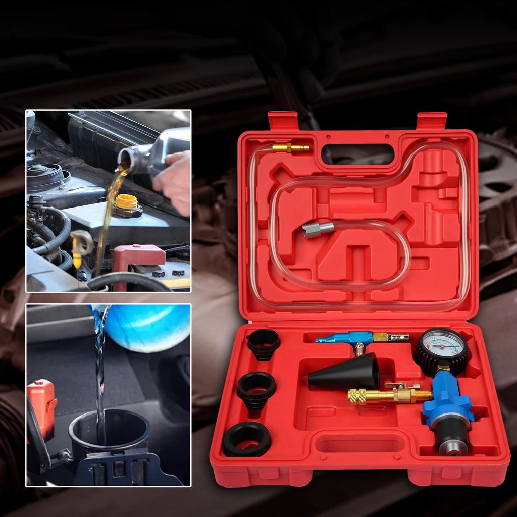 Radiator Cooling System Vacuum Purge Coolant Refill Tool Kit Auto Car Radiator Coolant Purging Tools Set for Car Van SUV Truck