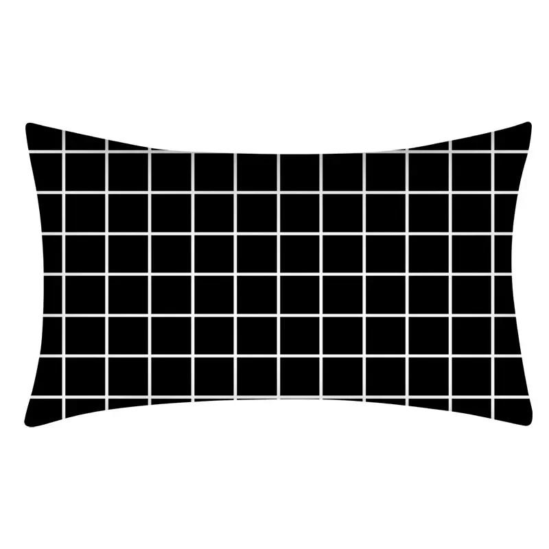 Rectangular Pillowcase Sofa Decorative Pillow Geometric Print Cushion Cover Simple Style Black and White