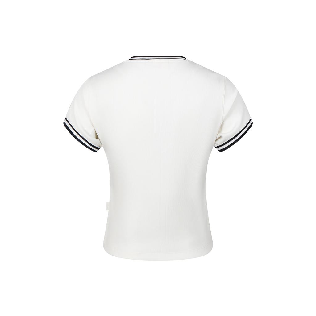 Li Ning Retro Sports Series Short Sleeve T-Shirt Women Tops Off-White AHSWA38-1