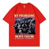 Unhinged Non Binary Raccoon Funny Meme T Shirt Gothic Fashion Vintage Short Sleeve Tshirt Men Women Casual Oversized Tshirts