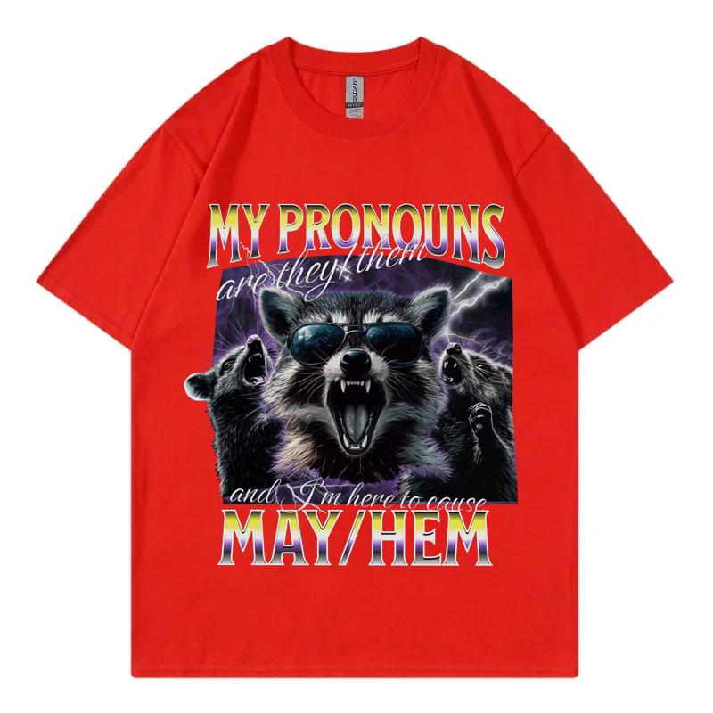 Unhinged Non Binary Raccoon Funny Meme T Shirt Gothic Fashion Vintage Short Sleeve Tshirt Men Women Casual Oversized Tshirts