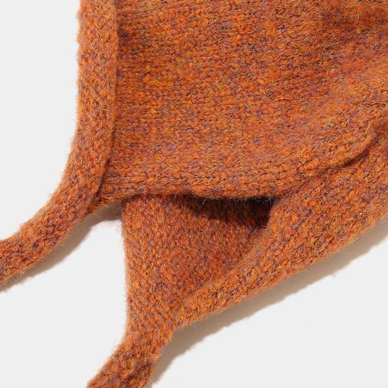 Unisex Solid Color Crochet Hat Cat Kitten Ear Shape Hat Warm Fluffy Winter Crochet Warm Skiing Supplies for Adult Teens