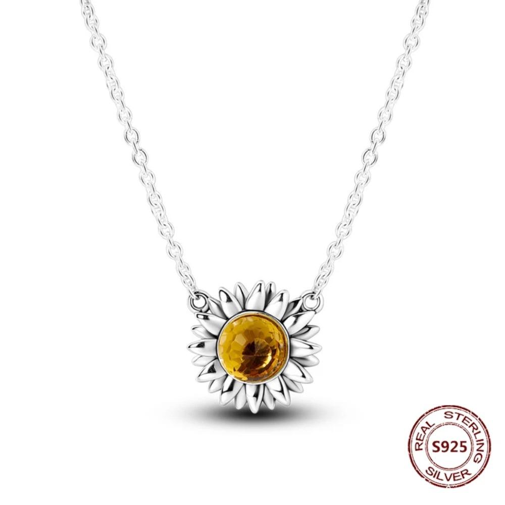 925 Silver Lucky Unicorn Necklace with Butterfly Firefly Bear Paw Print Zircon Chain Link Heart Jewelry for Women
