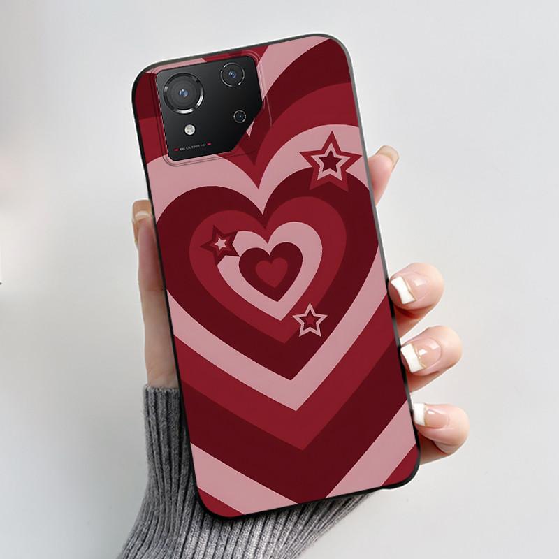 Custodia per Asus ROG Phone 8 Custodia per Telefono ROG 8 Pro Lusso Carino Coniglio Amore Divertente Nero Morbido TPU Silicone Cover Posteriore Protettiva