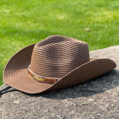 Jazz Straw Hat Women's Summer Outdoor Travel Sunscreen Sunshade Beach Hat Western Cowboy Hat Men's Tibetan Hat Retro