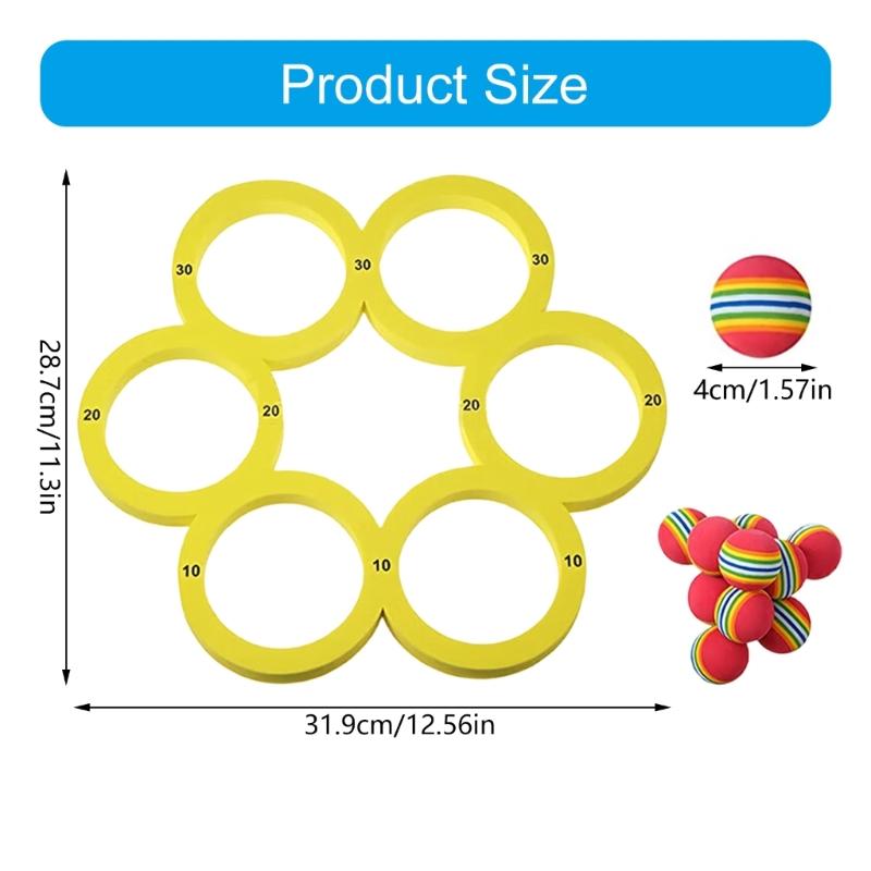 Foam Rings Toy Pool Floats with 10 Colorful Tossing Balls Water Sports Floating Pool Game Toy for Family Gatherings