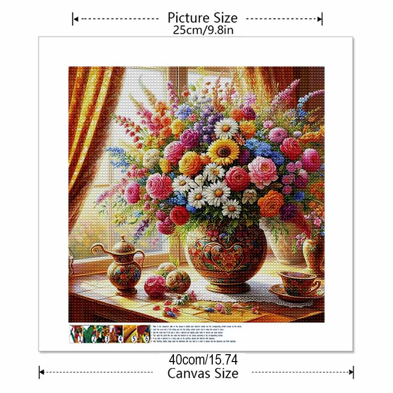 New Arrival 5D DIY Full Circle Diamond Painting "Vase Flowers" Embroidery Cross Stitch Home Decor Gift