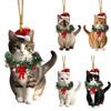 Winter Season Hanging Ornament Christmas Pendant Decoration Festive Cat Christmas Pendant for Car Home Decor Acrylic for Parties
