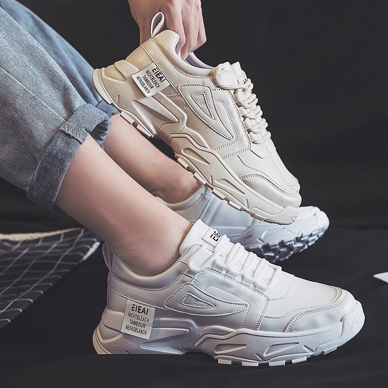 Men's sports shoes new casual shoes sports versatile white shoes men's leather shoes heightening dad trendy shoes board shoes men