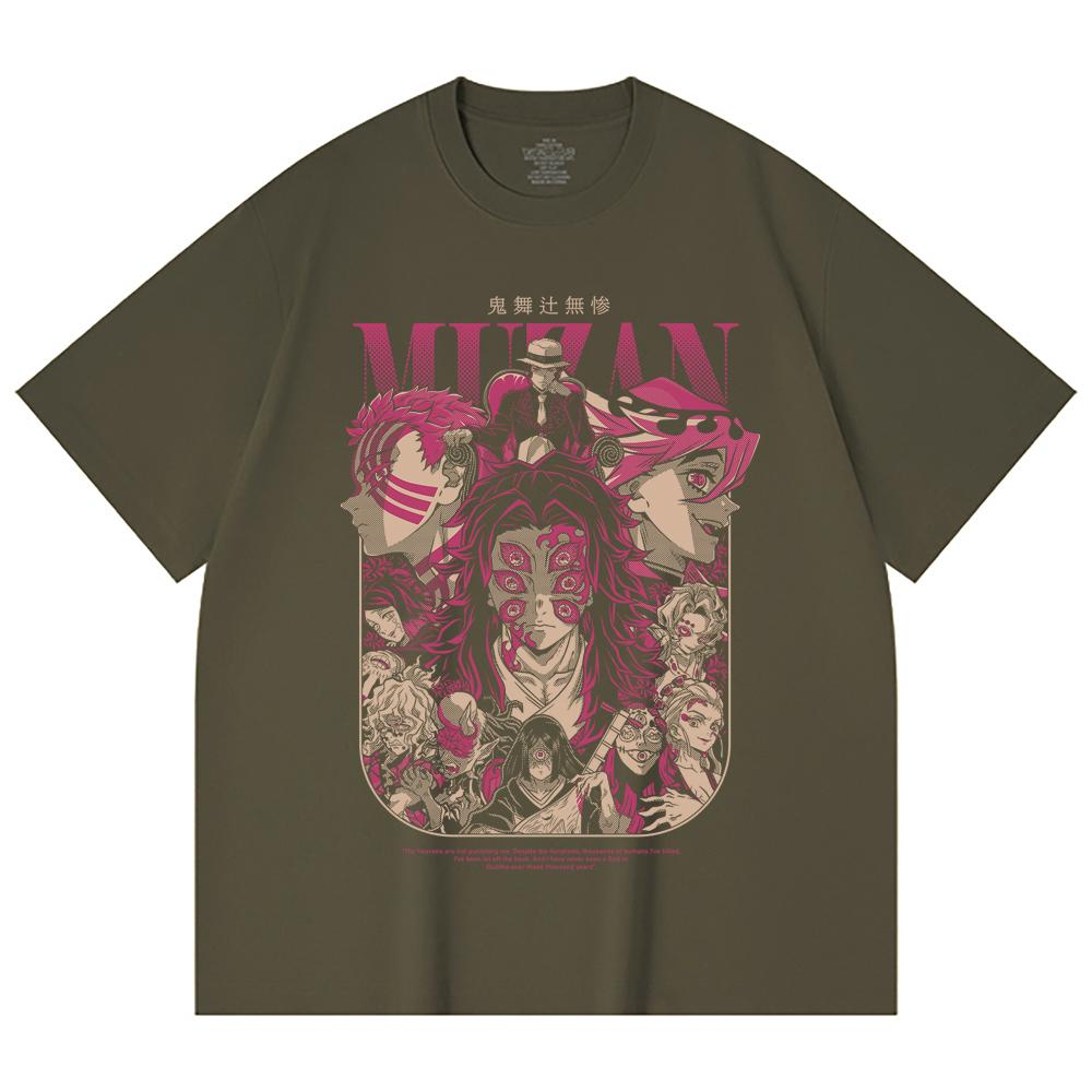 230 g/m² 100% Baumwolle Demon Slayer V21 Dämonen Print Unisex Schweres Baumwoll-T-Shirt