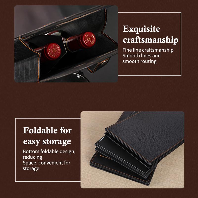 Portable Leather Wine Bottle Carrier Bag High End Packaging for Outdoor Events and Dinner Parties