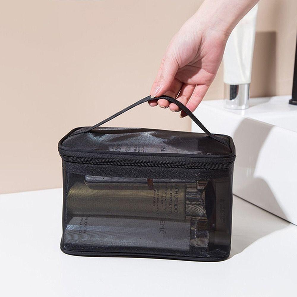 Cosmetic Case Mesh Cosmetic Bags Zipper Toiletries Organizer Handbag Cosmetic Storage Bag Outdoor
