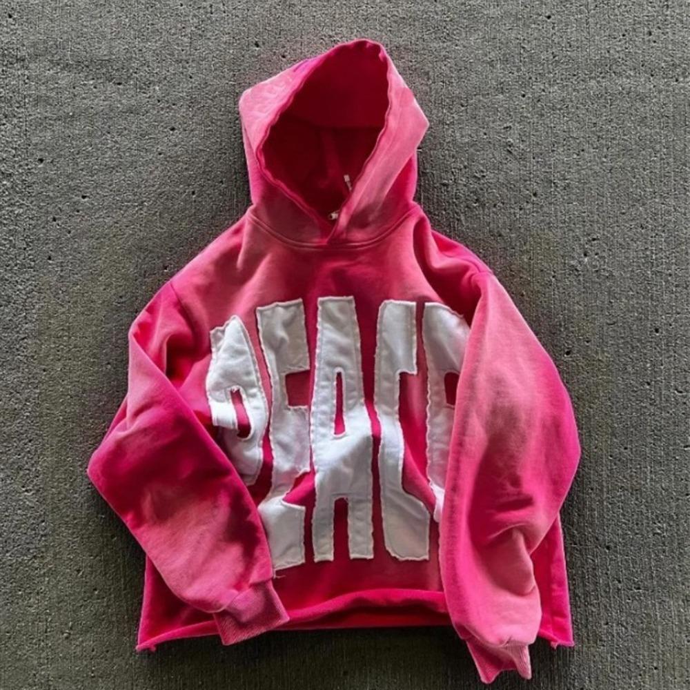 ZYLLO Fashion Harajuku Trend Hoodie Retro Alphabet Embroidery Hoodie Men Y2k Goth Coat Casual Loose Sweatshirt Hoodies