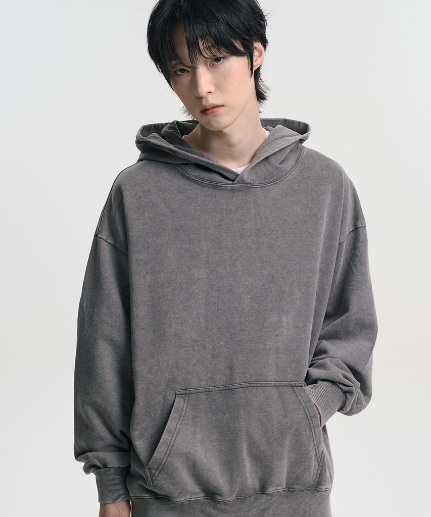 Oversized Pigment Sweat Hoodie Khaki Gray
