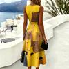 Sleeveless Casual Midi Dress for Women Round Neck Floral Patterned Summer Dress Lightweight Comfortable Fit and Flare Design