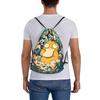 Custom P-Psyducks Drawstring Backpack Women Men Gym Sport Sackpack Portable Manga Shopping Bag Sack
