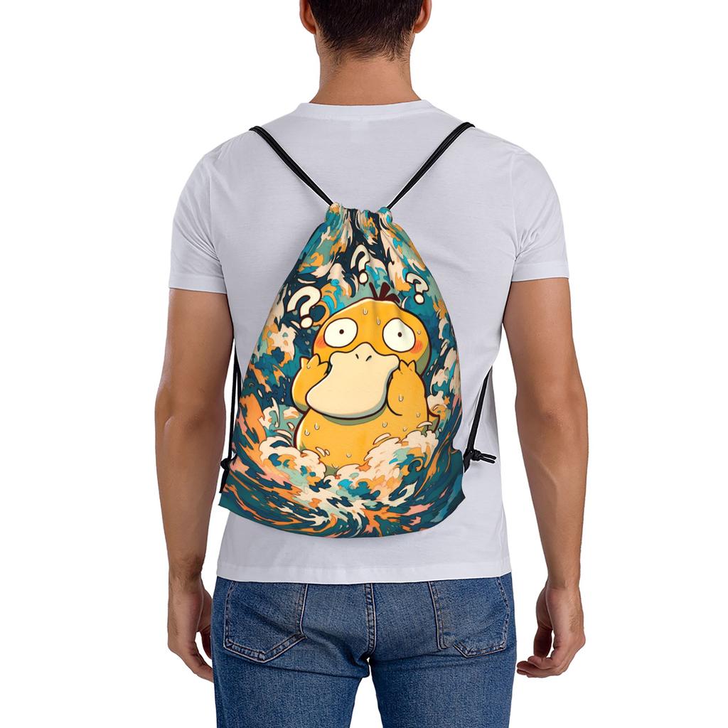 Custom P-Psyducks Drawstring Backpack Women Men Gym Sport Sackpack Portable Manga Shopping Bag Sack