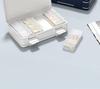 Double-Layer Portable Pill Box for Morning, Noon, Evening - Large Capacity, Lid, One-Week Organizer, Perfect for Travel and Business Trips.