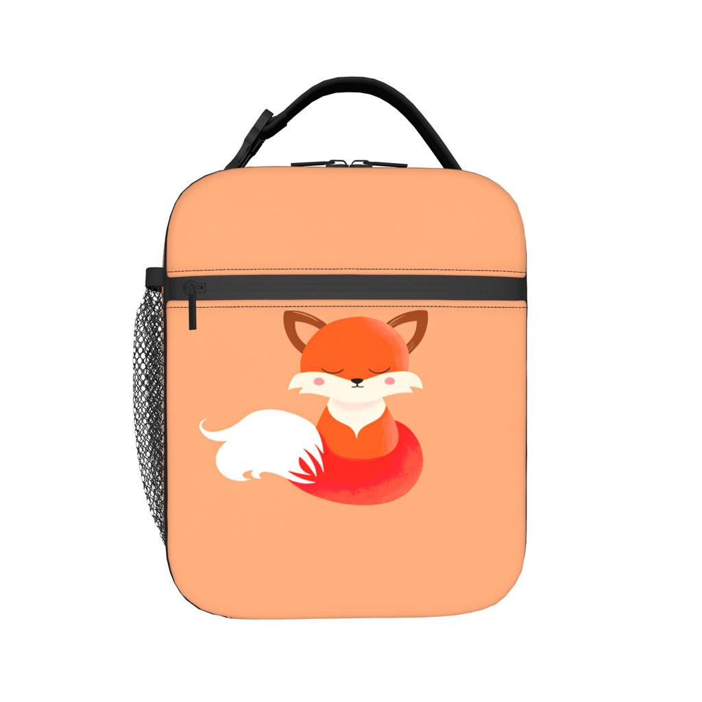 Cute Fox Lunch Bag For Adult Print Lunch Box Fun Picnic Cooler Bag Portable Oxford Thermal Tote Handbags