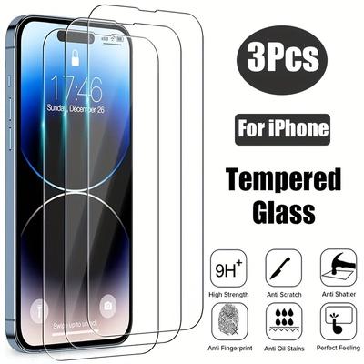 3PCS Displayschutz aus gehärtetem Glas für iPhone 11 12 13 Mini 14 Pro XS Max X XR 6 6S 7 8 Plus SE2 SE3