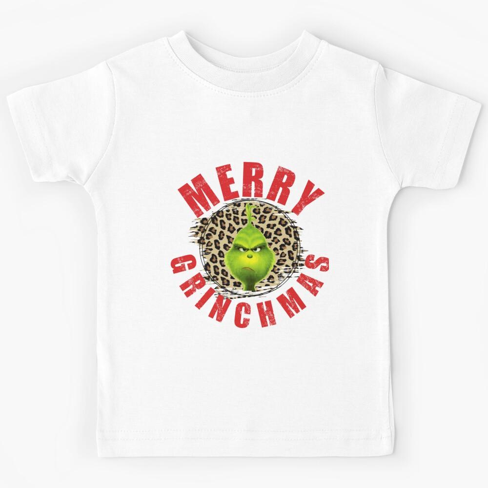 Grinch Merry Grinchmas Leopard Print Christmas Design Kids T-Shirt 140
