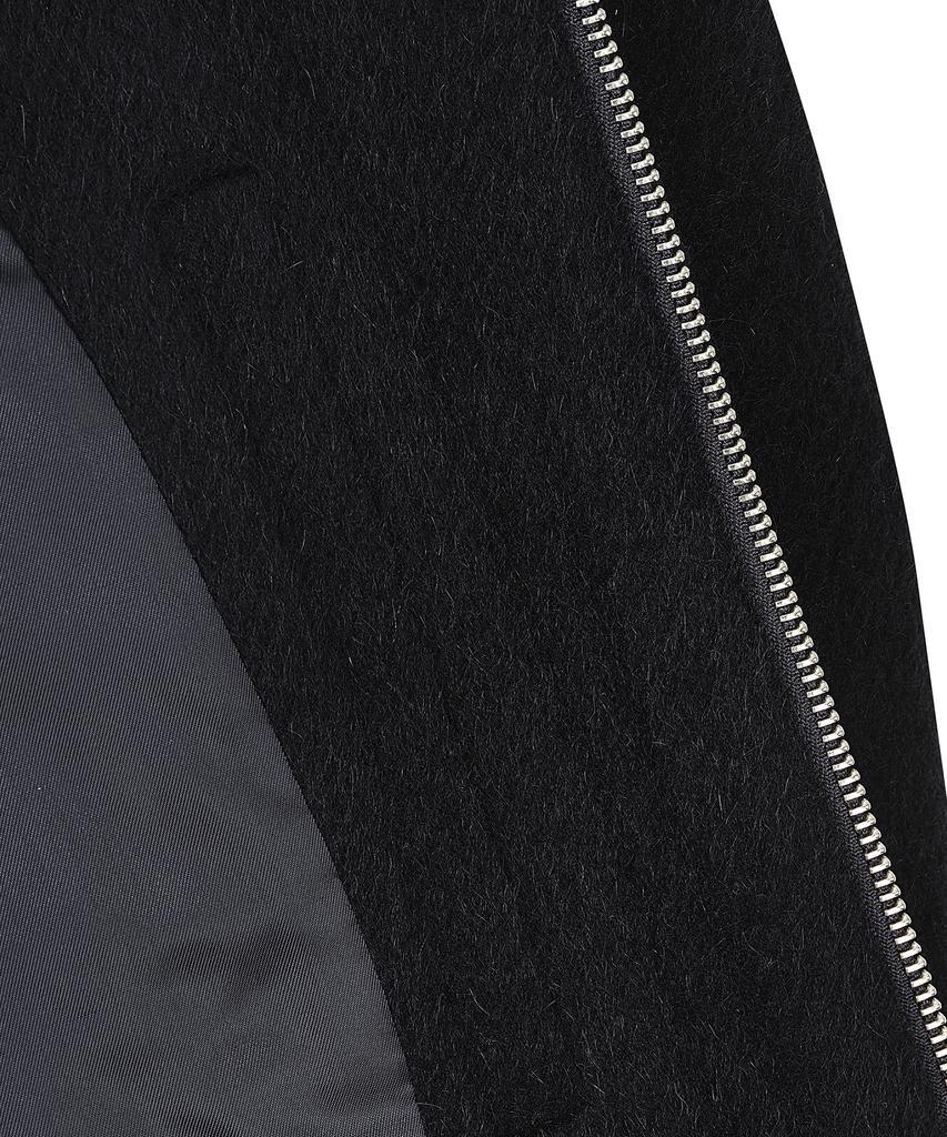 Noirer Alpaca Crop Zip-Up Jacket (Black)
