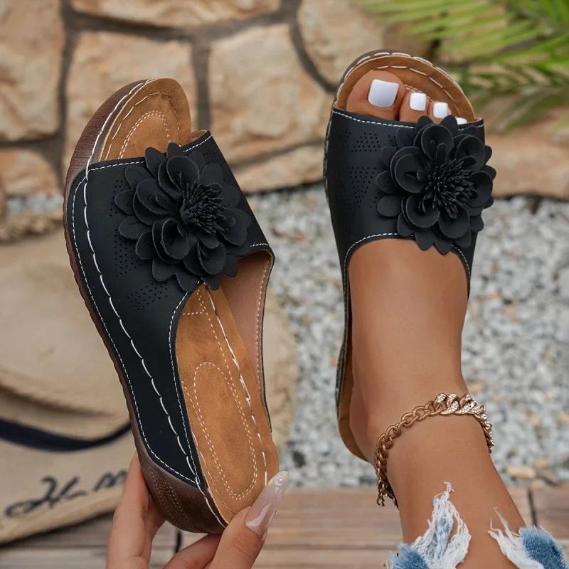Fashion Women Slippers Non-Slip Walking Shoes Slip on 2025 Summer New Wedge Sandals Women Party Slippers Woman Footwear Slides Women