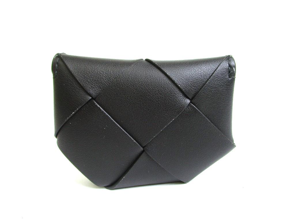Authentic BOTTEGA VENETA Intrecciato Diago Black Leather Coin Purse Credit Card Holder #b067  Seller Refurbished