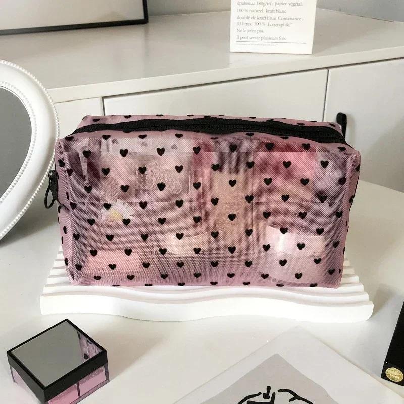New Mesh Transparent Cosmetic Bags Small Large Clear Purple Makeup Bag Portable Travel Toiletry Organizer Lipstick Storage Pouch