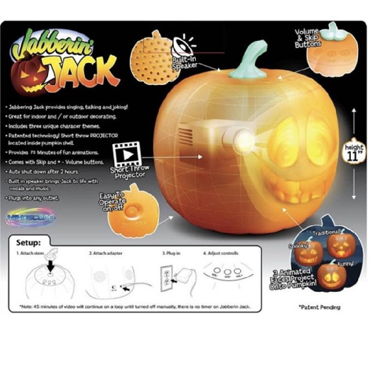 Halloween Voice Activated Pumpkin Light With USB Power Option And Scene